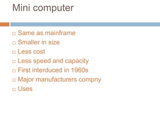 Introduction to Computer , types of computer,classification of computer ...