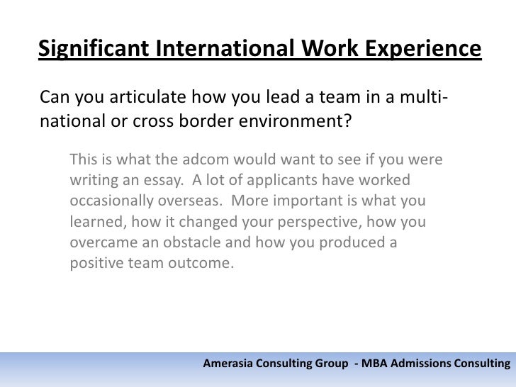 What Counts As Work Experience Mba what counts as significant international work experience What Counts As Work Experience Mba what counts as significant international work experience