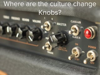 Where are the culture change
Knobs?
 