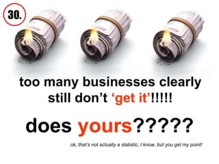 too many businesses clearly still don’t  ‘get it’ !!!!! does  yours ????? 30. ok, that’s not actually a statistic, I know, but you get my point!   