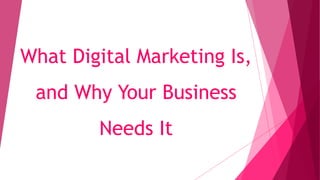 What Digital Marketing Is,
and Why Your Business
Needs It
 