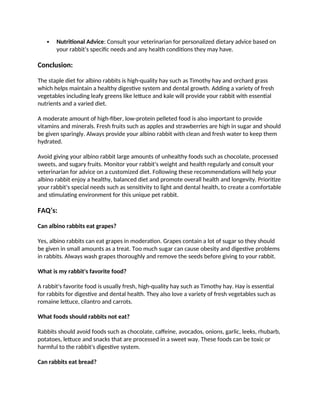 What do Albino Rabbits Eat: List of Foods for Albino Rabbits | DOCX