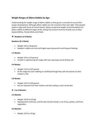 What do Albino Rabbits Weigh: Factors Influencing the Weigh | DOCX