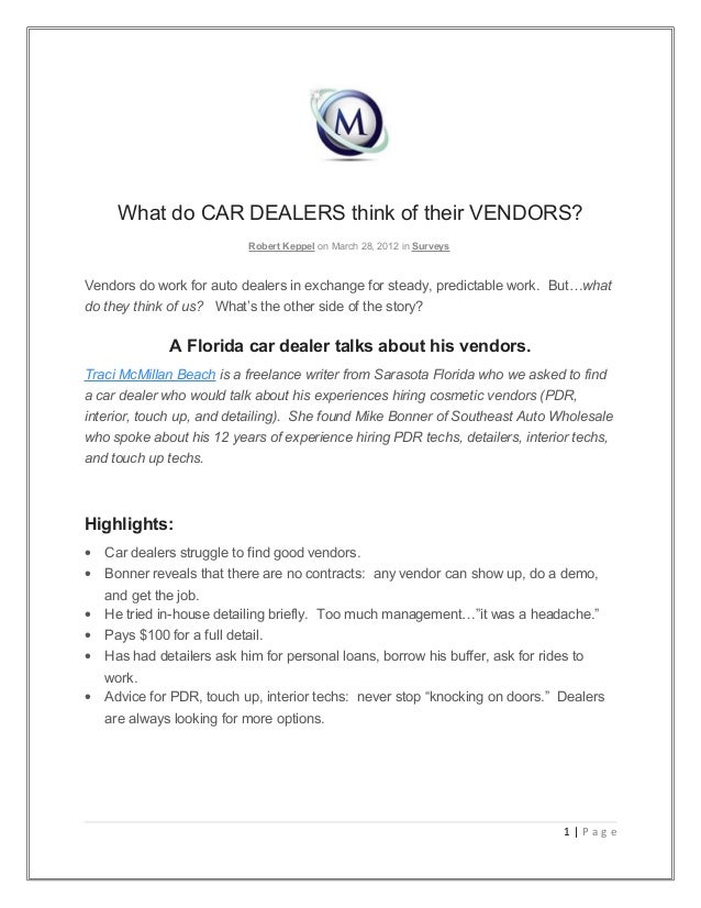 What do car dealers think of their vendors