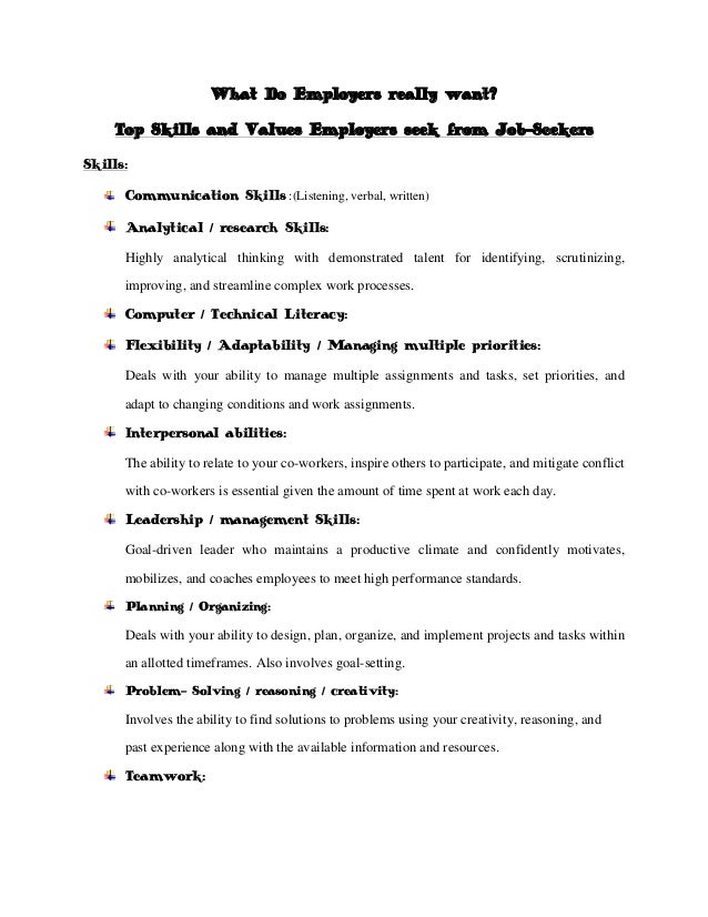 what do employers really want top skills and values employers seek from job seekers