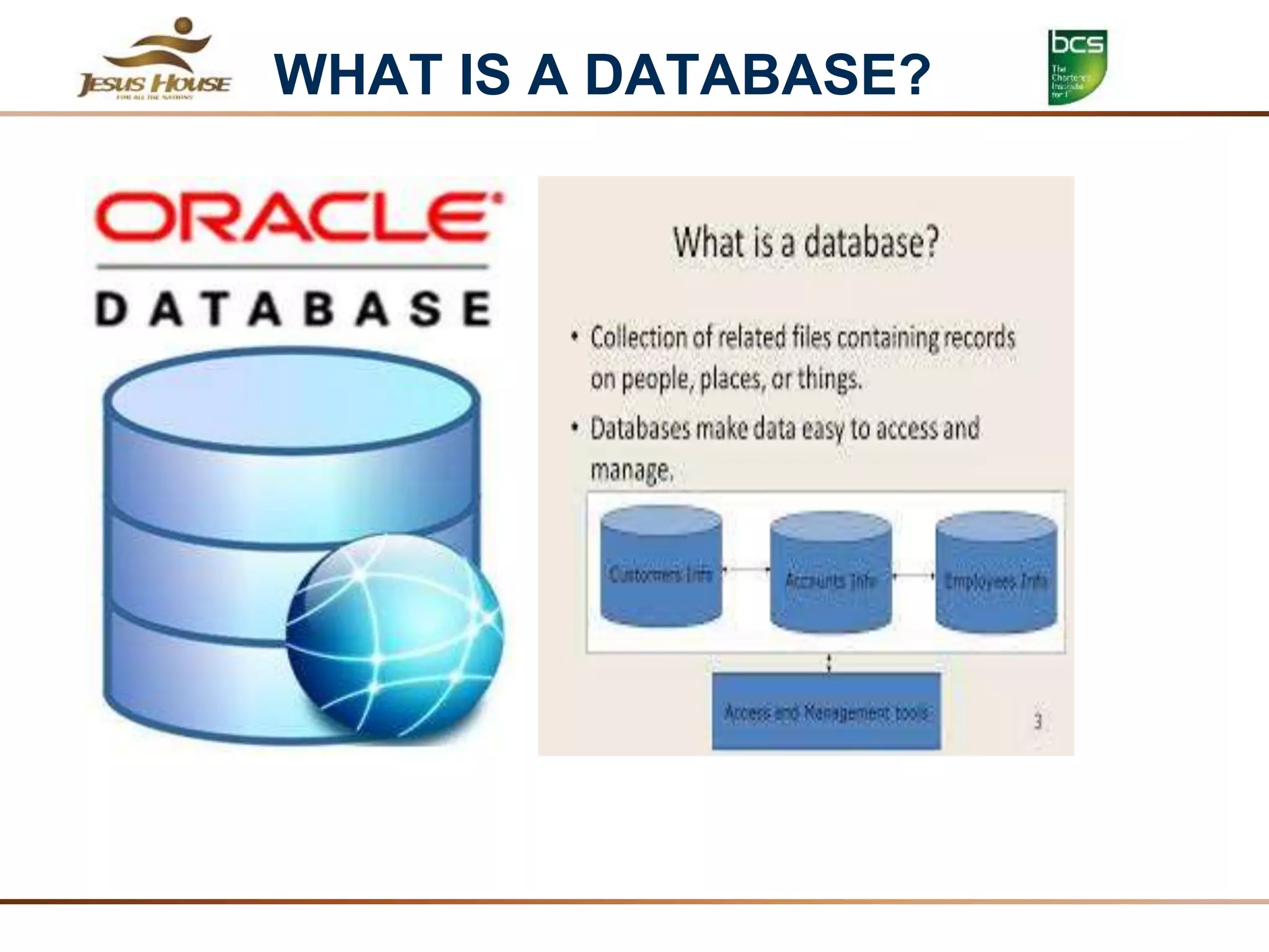 WHAT IS A DATABASE?
 
