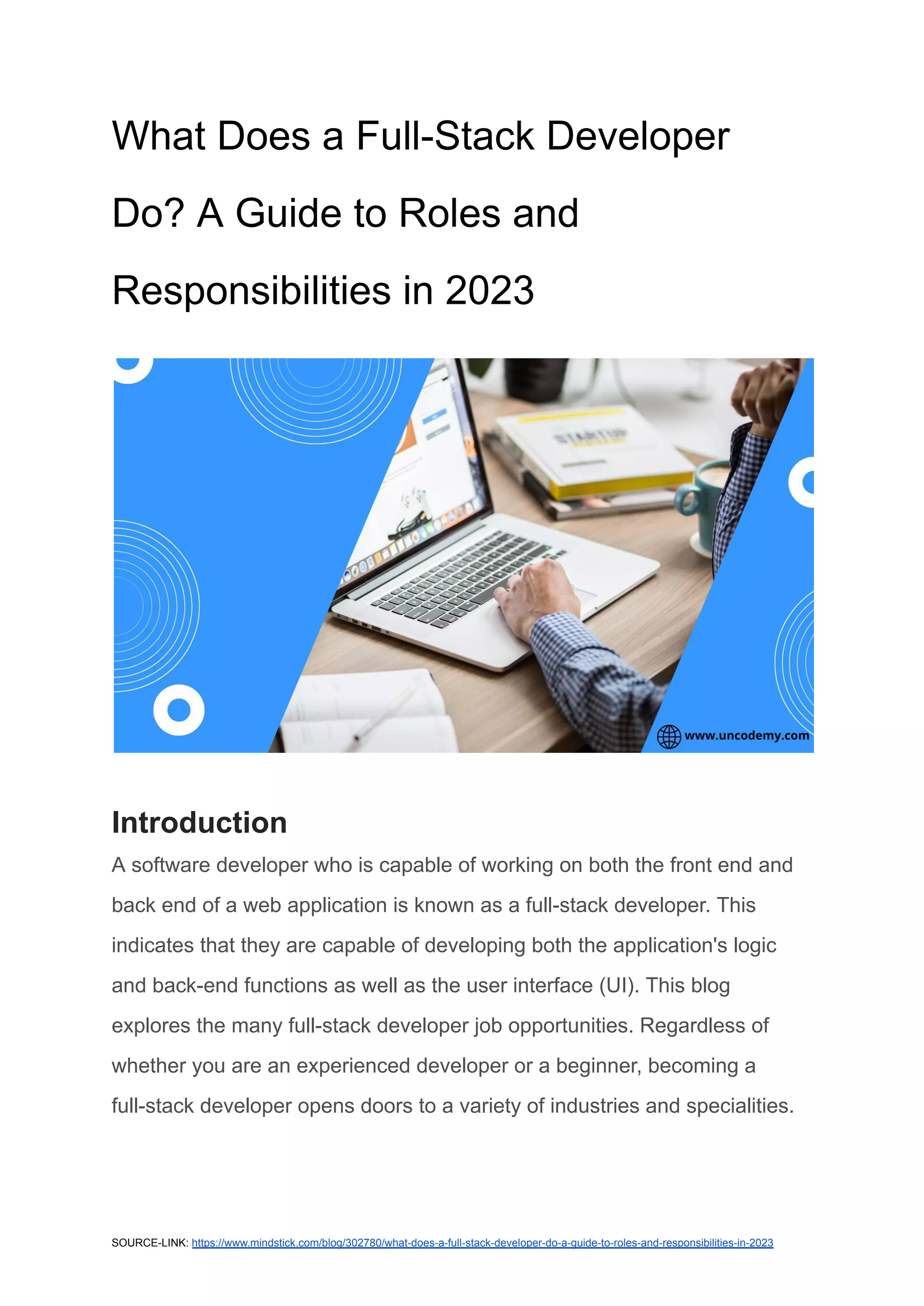 What Does a Full-Stack Developer Do? A Guide to Roles and ...