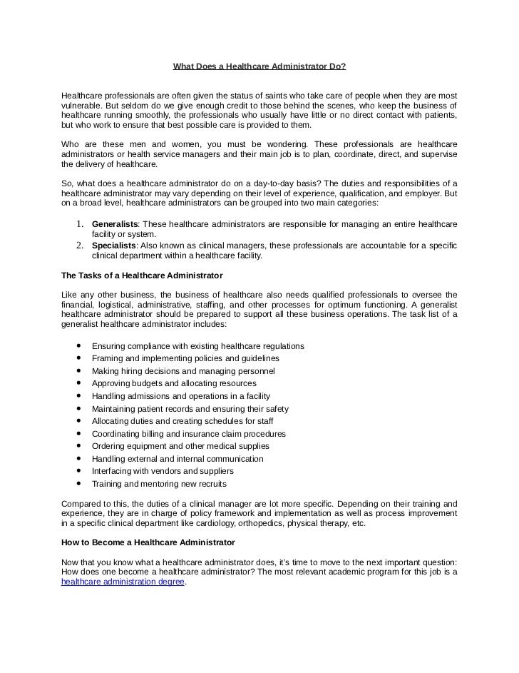 what does a healthcare administrator do what do healthcare administrators do