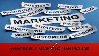 WHAT DOES A MARKETING PLAN INCLUDE?
 