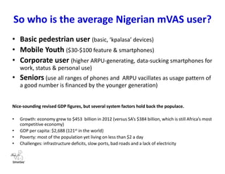 How do you know the market you serve?
• Research (zero your assumptions, ask the right questions, run the right
numbers and pull inferences even if against your presumptions)
• Experiences (roll up your sleeves and get in the trenches)
• Experiences (learn from the global & regional, but be careful of cut-&-
paste)
Key learnings
• Vernacular services: go-local works (music, info, edu, agro)
• Language and lifestyle subscription services
• Intelligent link of service platforms/verticals
• Identify first, map processes and then go solve a problem
• Do mega promos sparingly: allow market catch its breath
• Always listen: The market can never be wrong
 