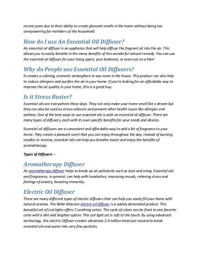 What does an oil diffuser do?