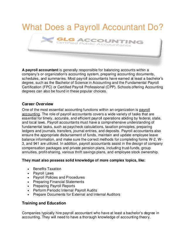 what does a payroll accountant do what does an accountant do