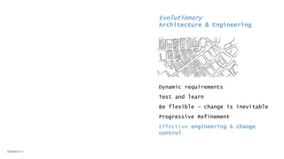 Dynamic requirements
Test and learn
Be flexible – change is inevitable
Progressive Refinement
Effective engineering & change
control
Evolutionary
Architecture & Engineering
@dwmkerr
 