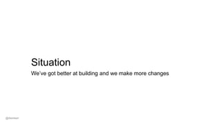 Situation
We’ve got better at building and we make more changes
@dwmkerr
 