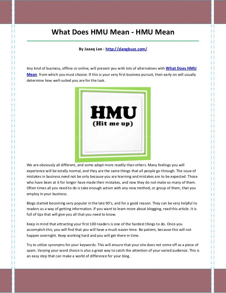 what does hmu mean