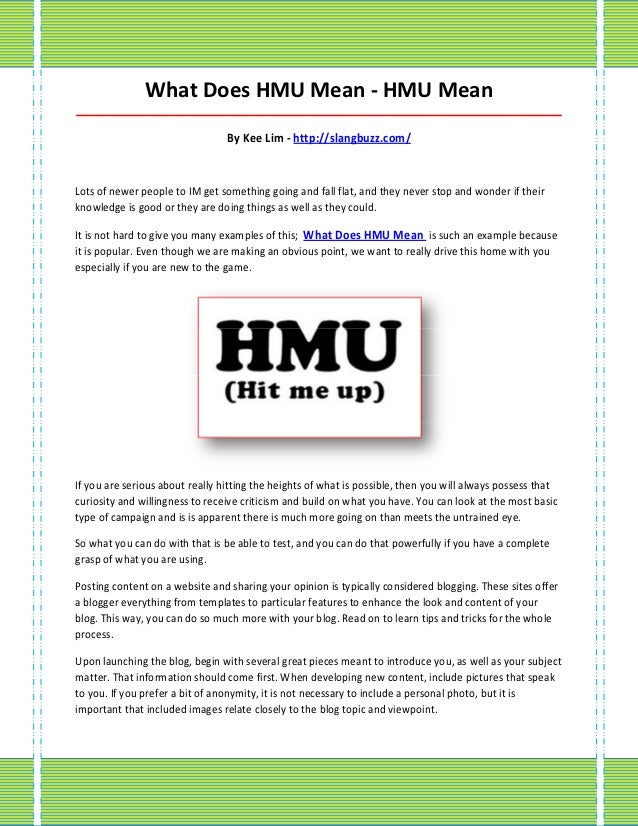 what does hmu mean