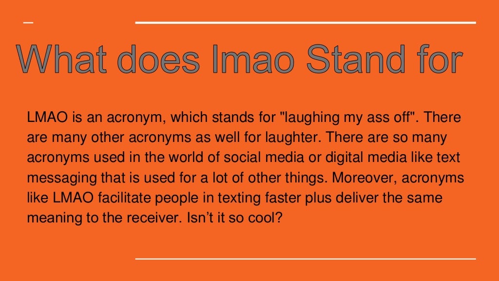 What does lmao stand for