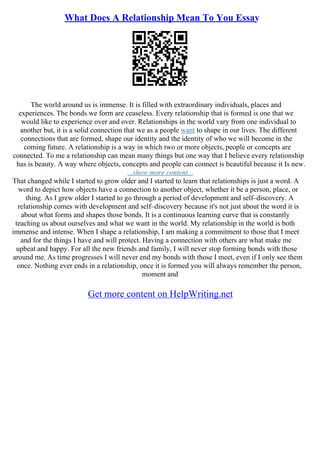 What Does Love Mean To You Essay PDF