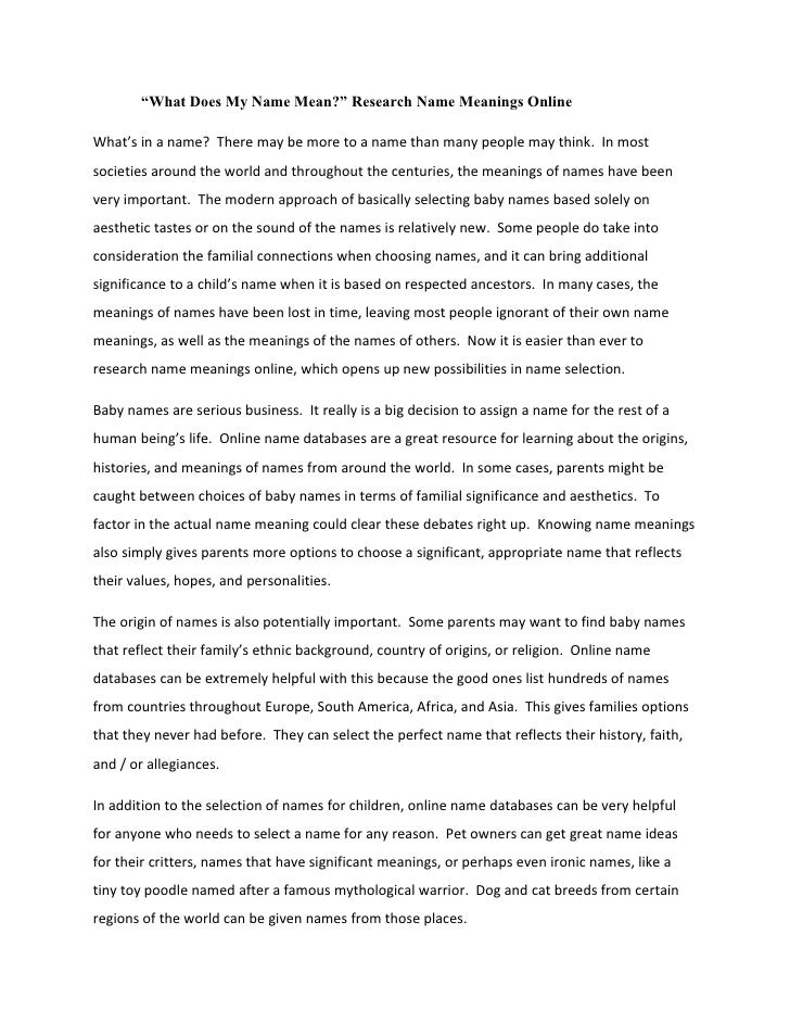 “What does my name mean” research name meanings online