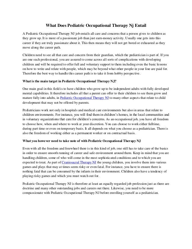 What does pediatric occupational therapy nj entail