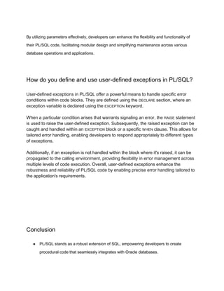 What does PL_SQL stand for and what is the functioning of PL_SQL.docx