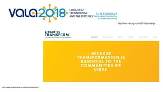 https://www.vala.org.au/vala2018-proceedings
http://www.ilovelibraries.org/librariestransform/
 
