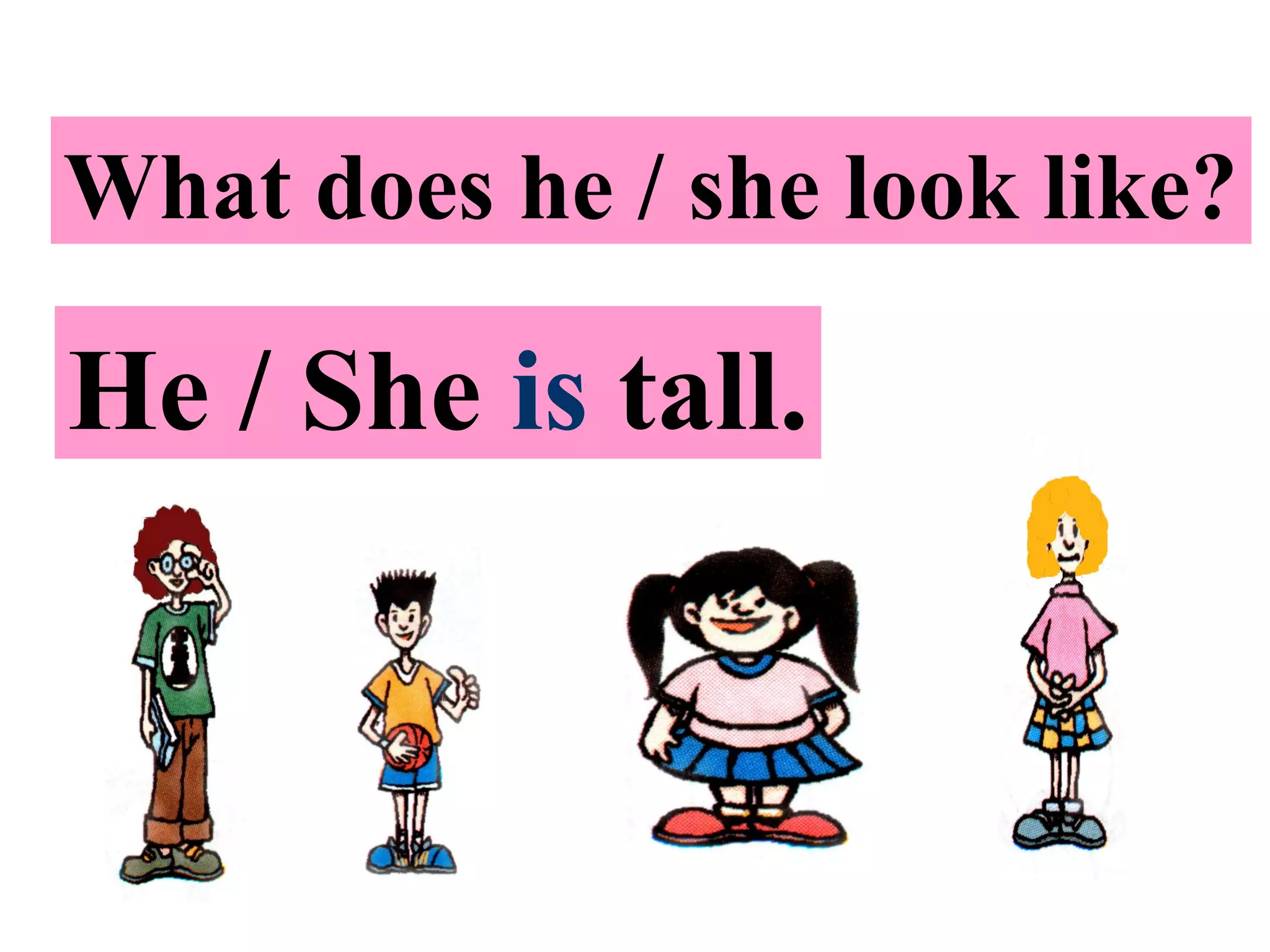 What does he / she look like?
He / She is tall.
 