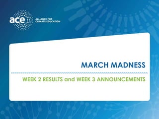 MARCH MADNESS WEEK 2 RESULTS and WEEK 3 ANNOUNCEMENTS 