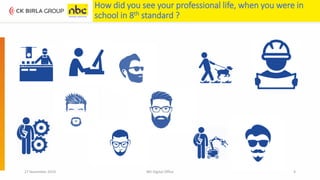 27 November 2019 NEI Digital Office 4
How did you see your professional life, when you were in
school in 8th standard ?
 