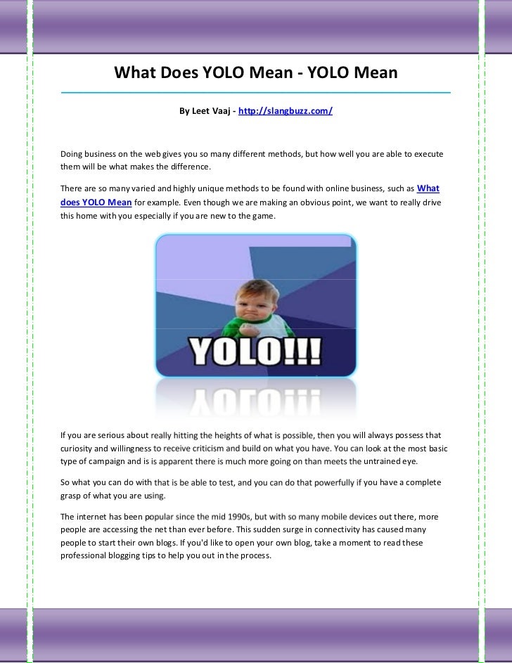 What does yolo mean