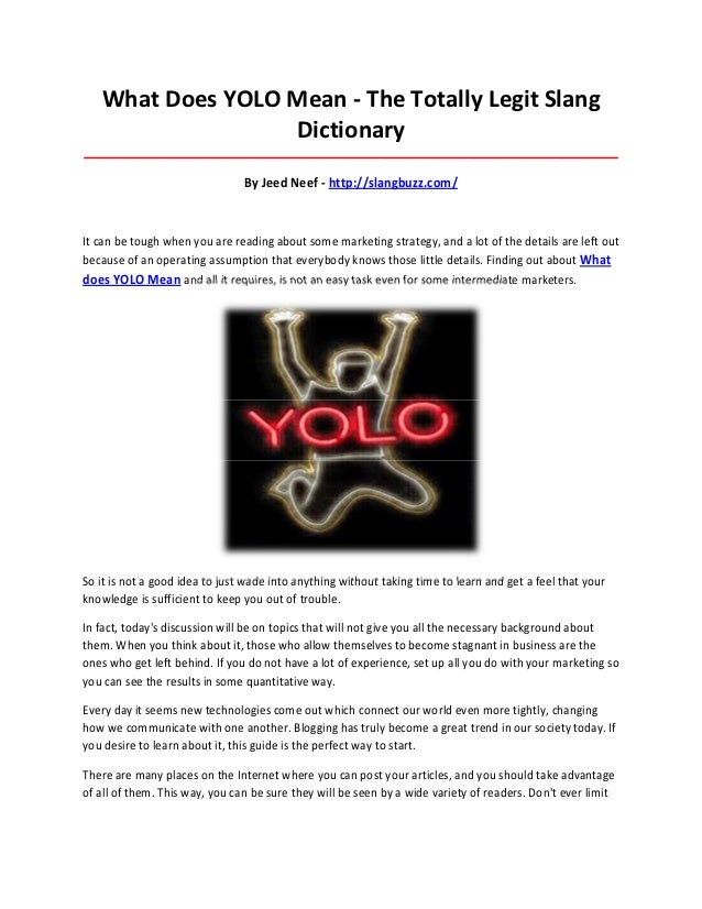 What does yolo mean