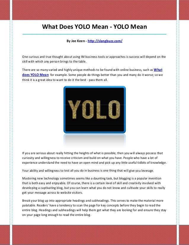What does yolo mean
