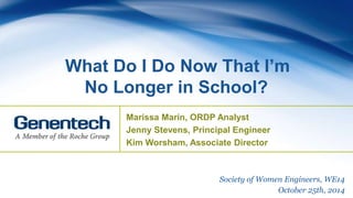 What Do I Do Now That I’m
No Longer in School?
Marissa Marin, ORDP Analyst
Jenny Stevens, Principal Engineer
Kim Worsham, Associate Director
Society of Women Engineers, WE14
October 25th, 2014
 