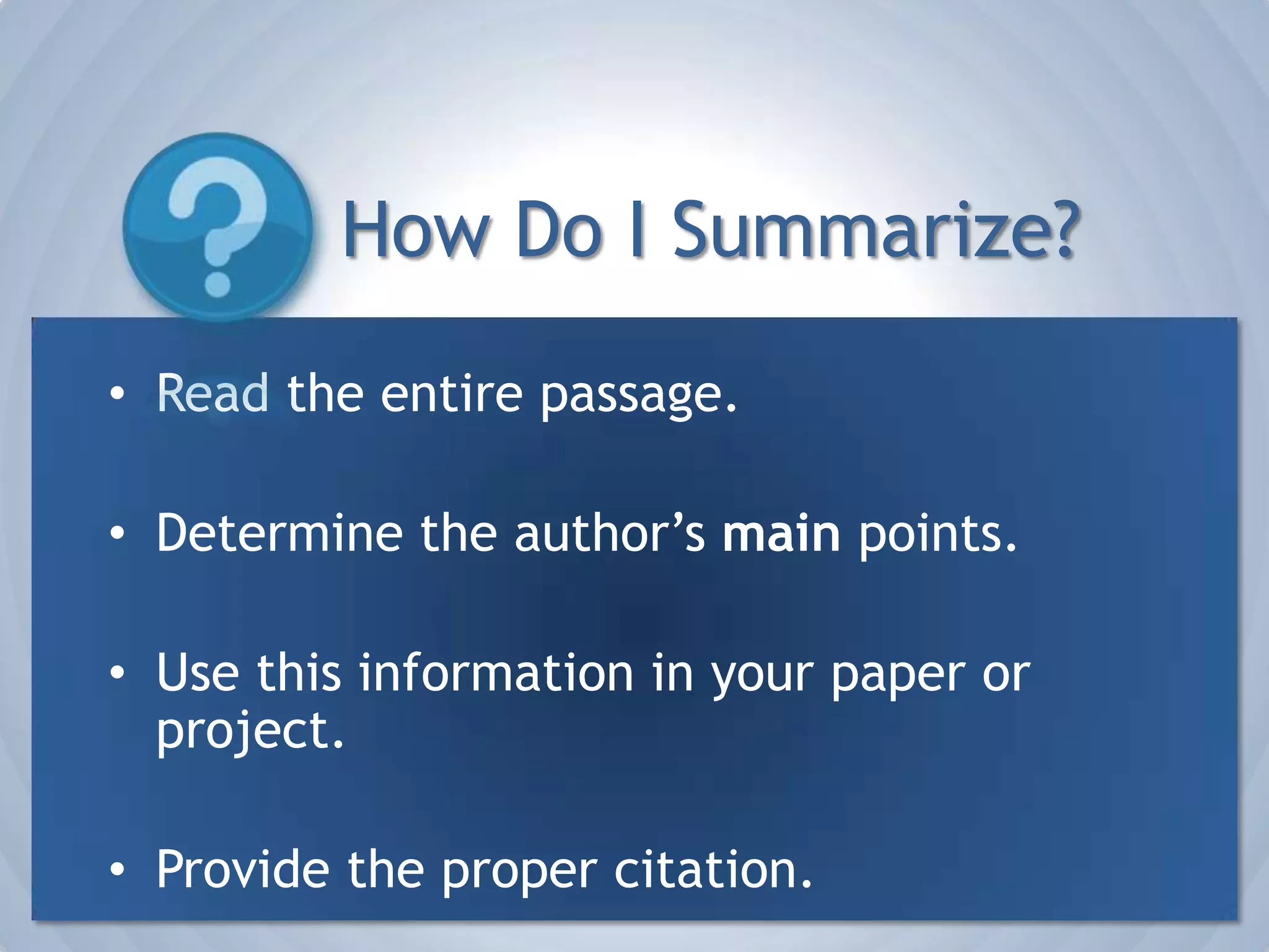 To mark when you have reached the end of your writing.Outline Example #1I. Introductiona. Introduction to topicb. Thesis StatementII. Body of Papera. Main Ideai. Supporting factii. Supporting factiii. Supporting fact b. Main Ideai. Supporting factii. Supporting factiii. Supporting factIII. Conclusion	a. Summarize findingsb. State Conclusion(s)