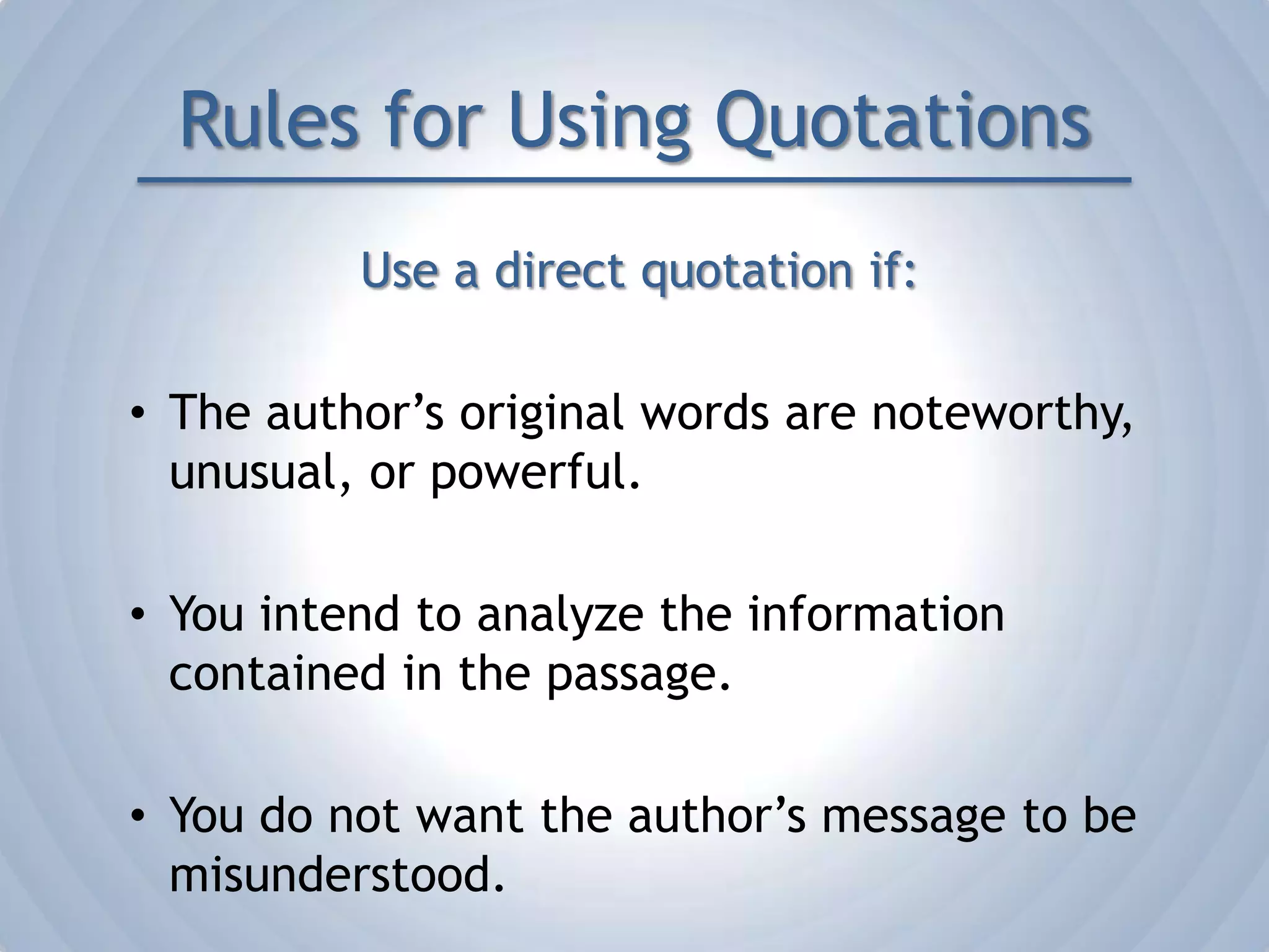 How Do I Paraphrase?Read the entire passage.Convert the author’s words into your own words.Use all the information in your paper or project.Provide the proper citation.