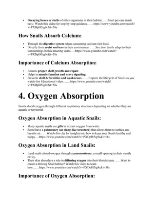 WHAT DO SNAILS ABSORB. HOW DO THEY ABSORB IT. | DOCX