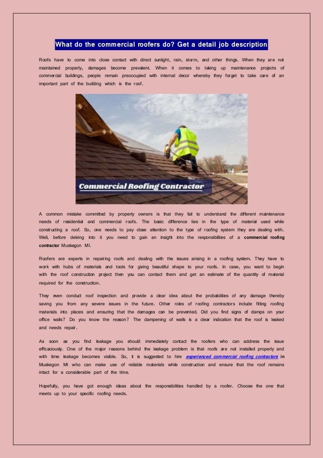What do the commercial roofers do? Get a detail job description