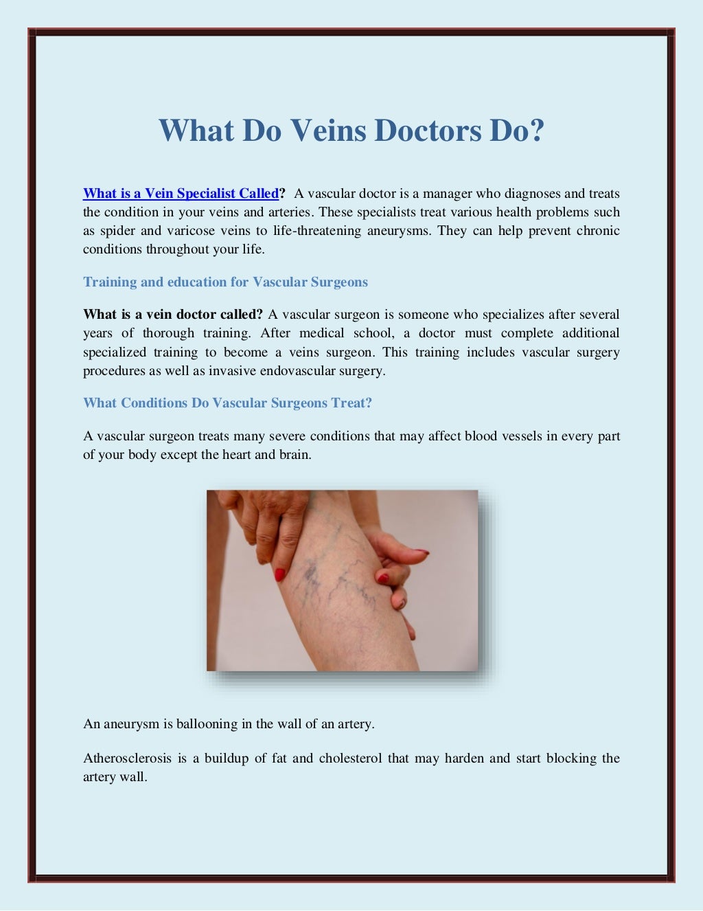 What Do Veins Doctors Do? PDF
