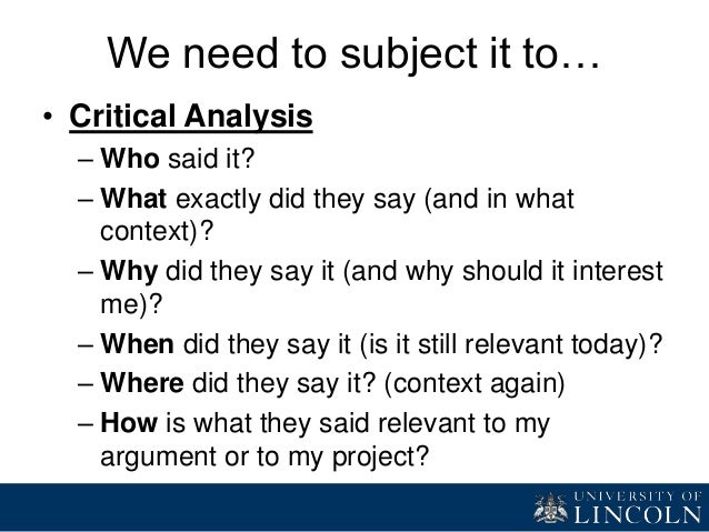 Do critical analysis literature review