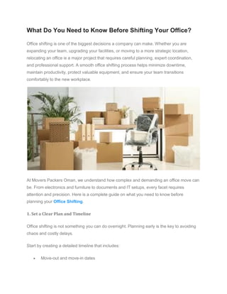 What Do You Need to Know Before Shifting Your Office. | PDF