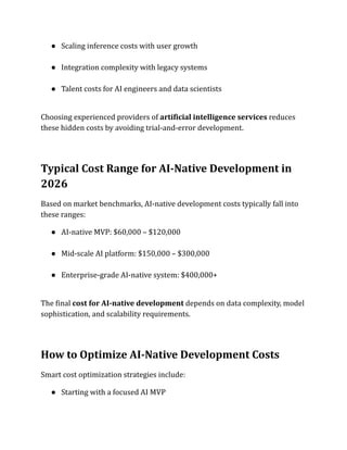 What Drives the Cost of AI-Native Development in 2026 | PDF
