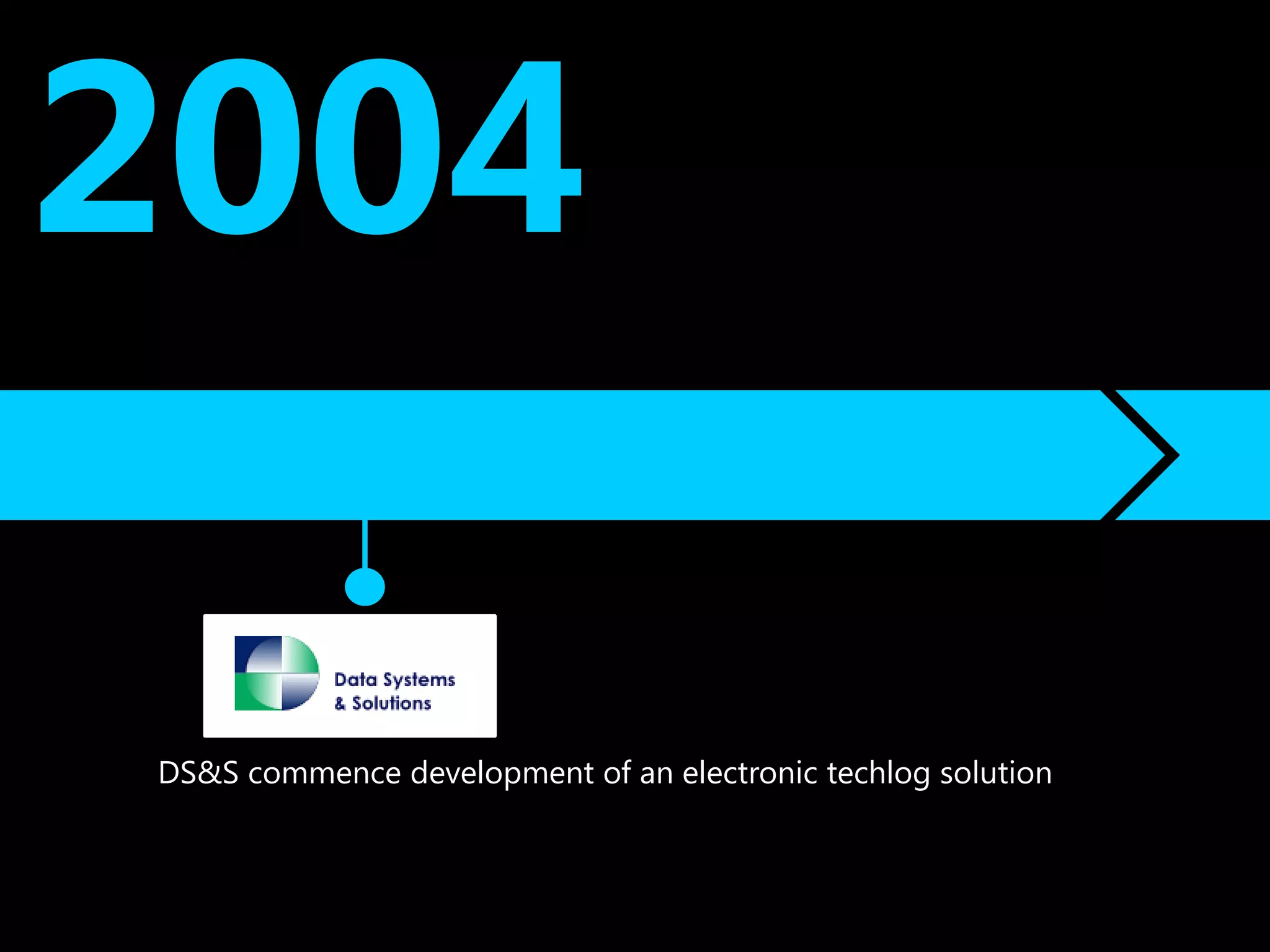 2004

DS&S commence development of an electronic techlog solution
 