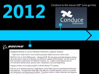 2012
       Conduce to the rescue (18th June go-live)
 