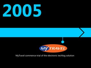 2005

 MyTravel commence trial of the electronic techlog solution
 
