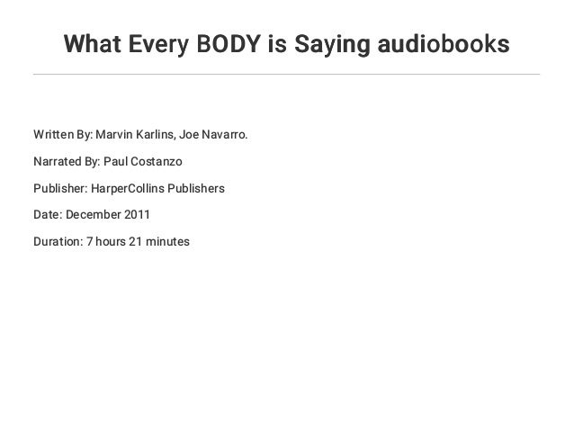 What Every Body Is Saying Audiobook Free What Every BODY is Saying audiobooks