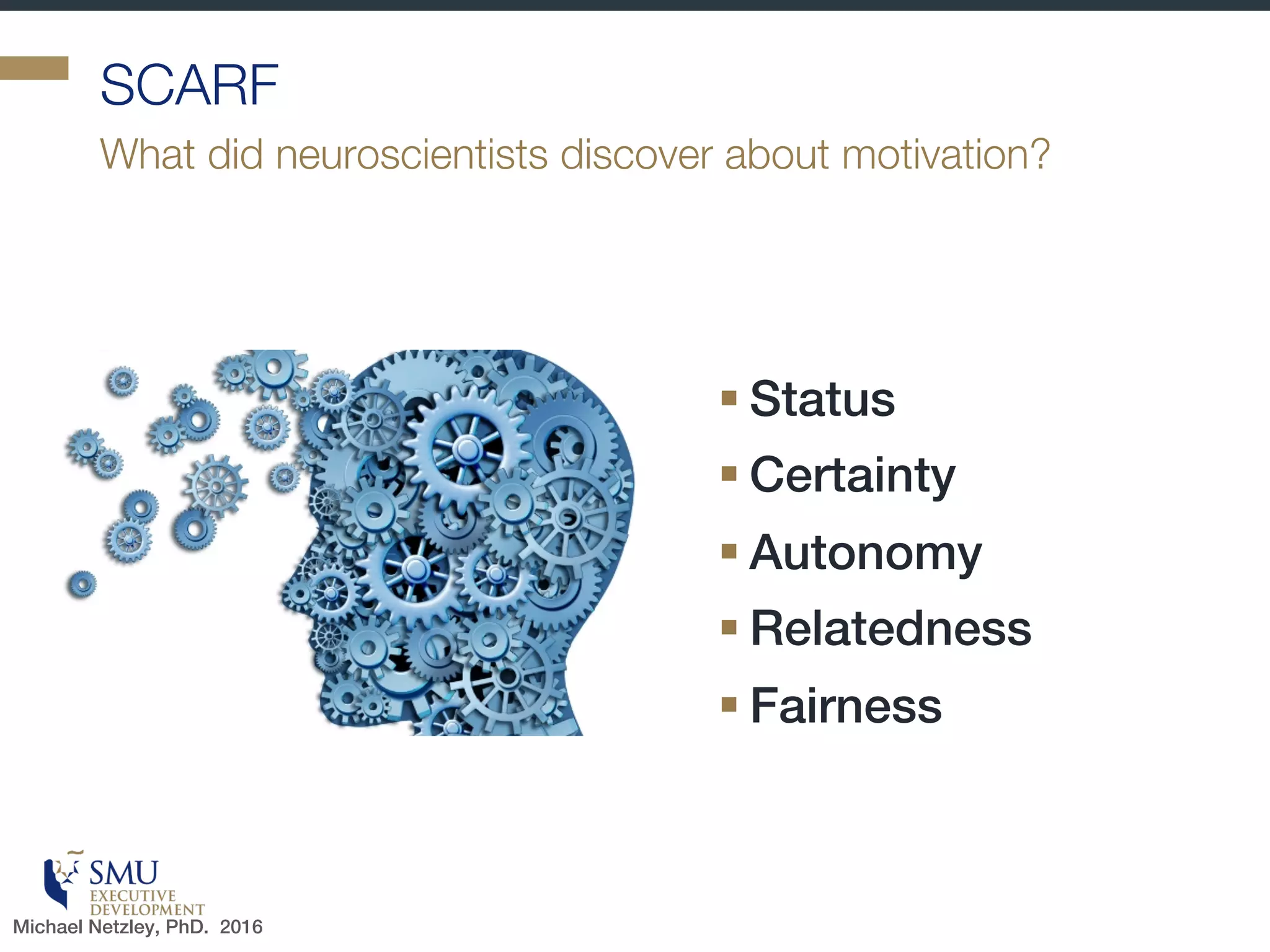 The Frontal Lobes
§ Historically we did not
pay a lot of attention to
the frontal lobes.
§ Today we know they
are the orchestra’s
conductor
§ Essential to reasoning,
planning ahead, etc
The orchestra’s conductor – where executive functions are
performed
Michael Netzley, PhD. 2016
 