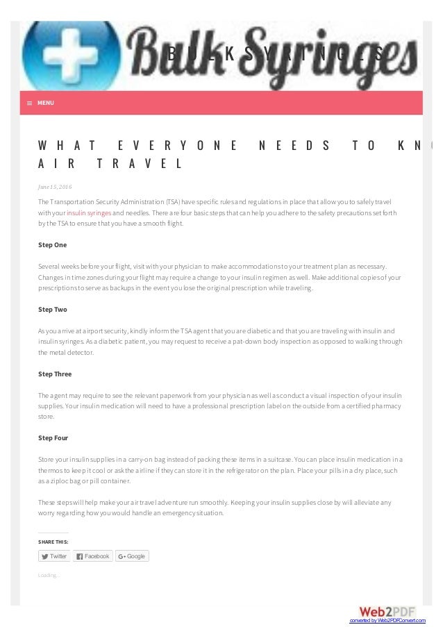 Insulin Syringes Air Travel Insulin Syringes Air Travel