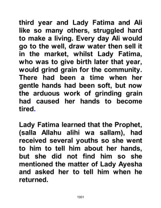 1001
@PREPARATIONS
On account of the arrival of the new
Muslim migrants to Medina, the army
of the Prophet (salla Allahu alihi wa
sallam) was now in the region of a
thousand men. With Al-Abbas'
advanced warning, the Muslims had a
week in which to prepare themselves
and were able to round up their
livestock from the outlying areas of
Medina and bring them into the City.
However, there was nothing they
could do to safeguard their crops,
which they feared would provide
fodder for the mounts of their enemy.
Guards were positioned around
Medina; when it came to guarding the
Prophet (salla Allahu alihi wa sallam),
Sa’ad, Muadh's son and Sa’ad,
Ubadah's son together with Usayd
 
