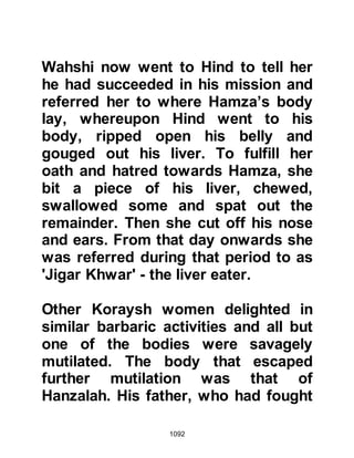 1092
fell. Shortly after this the Angel of
Death took away his soul as his
companions stood at his side.
When the Companions told the
Prophet (salla Allahu alihi wa sallam)
about Usayrim, he informed them
that Usayrim was among those who
entered Paradise and in the years
that followed Usayrim became known
as the believer who entered Paradise
without offering even one of the
obligatory prayers.
@SA’AD, THE SON OF RABI
The Messenger of Allah (salla Allahu
alihi wa sallam) sent Zayd, Thabit’s
son down onto the battlefield to
search for Sa’ad, Ar-Rabi’s son and
told him, “When you see him convey
to him my greetings of peace, and tell
 