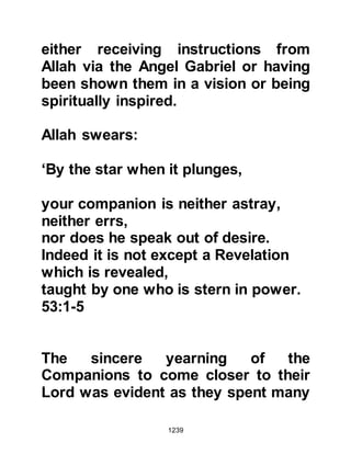 1239
alihi wa sallam), he continued to fast
until death overtook him, but would
offer his complete recitation of the
Koran over the course of the day and
night.
@THE VALUE OF THE CHAPTER "AL
IKHLAS – THE ONENESS"
Occasionally when the Prophet (salla
Allahu alihi wa sallam) wished to tell
his Companions about a certain
subject, he would not force them to
listen, rather, in humility he would
ask if they would like to know
something. On one such occasion he
asked his Companions, "Would any
among you find it burdensome to
recite one third of the Koran during
the night? By He in whose Hands is
my life, the recitation of the chapter
"Al Ikhlas – the Oneness" is equal to
 